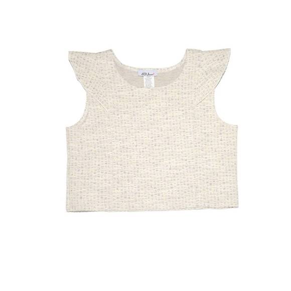 NEW BY DEBRA girl's leah flutter sleeve top in ivory/gold - Picture 1 of 1